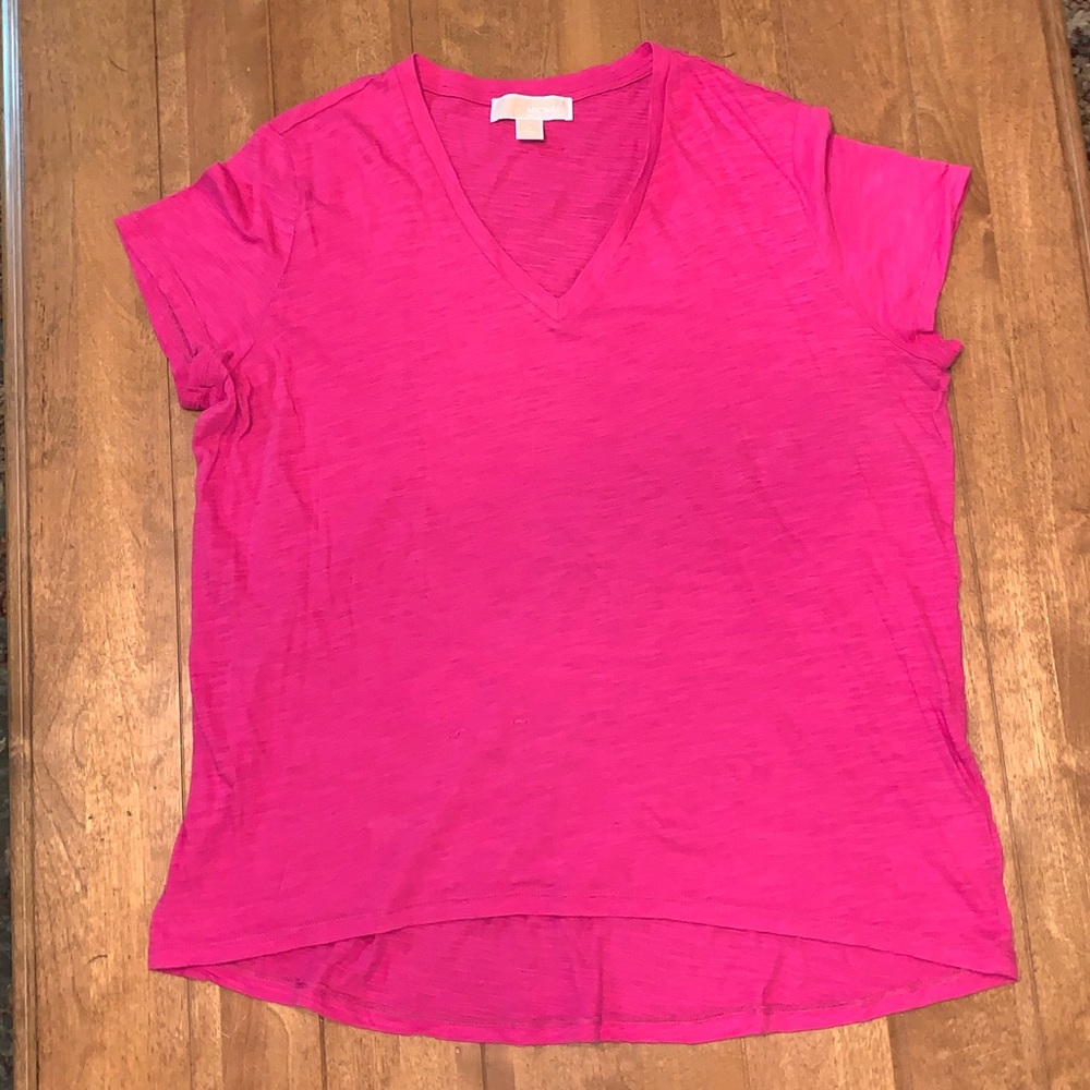 Michael Kors V-neck short sleeve top pink XL 💓